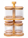 Glass 8 pcs Rotating Spice Jar Set