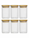 Glass Storage Jar with Wooden Lid Set of 6pcs