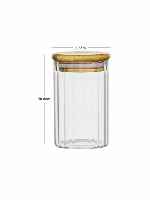 Glass Storage Jar with Wooden Lid Set of 6pcs