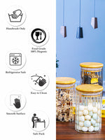 Glass Storage Jar with Wooden Lid Set of 6pcs