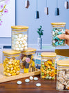 Glass Storage Jar with Wooden Lid Set of 6pcs