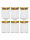Glass Storage Jar with Wooden Lid Set of 6pcs