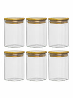 Glass Storage Jar with Wooden Lid Set of 6pcs