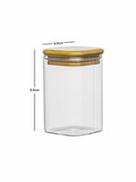 Glass Storage Jar with Wooden Lid Set of 6pcs