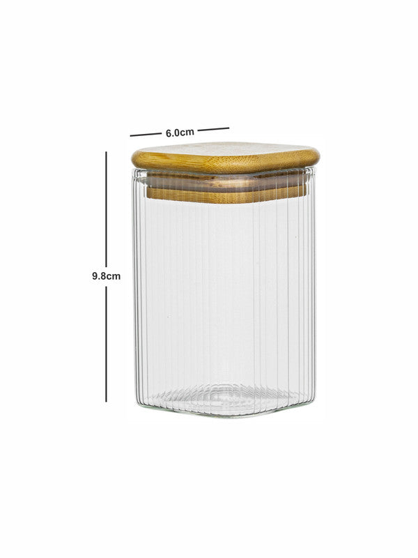 Glass Storage Jar with Wooden Lid Set of 6pcs
