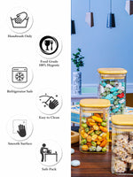 Glass Storage Jar with Wooden Lid Set of 6pcs
