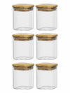 Glass Storage Jar with Wooden Lid Set of 6pcs