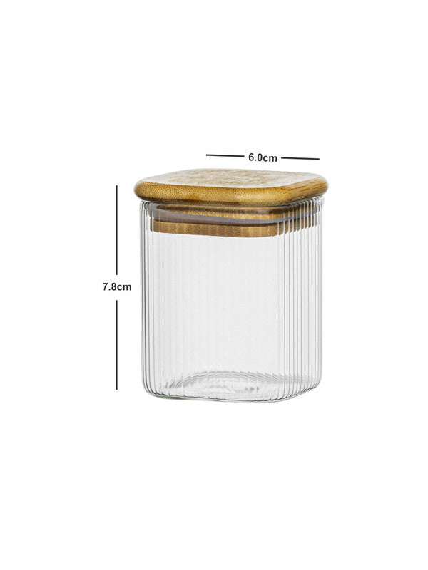Glass Storage Jar with Wooden Lid Set of 6pcs