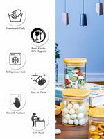 Glass Storage Jar with Wooden Lid Set of 6pcs