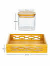 Serving Glass Jar with Wooden Lid & Tray Set of 5pcs