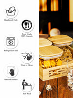 Serving Glass Jar with Wooden Lid & Tray Set of 5pcs