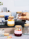 Clear Glass Spice Jar Set With Wooden Lid of 6pcs