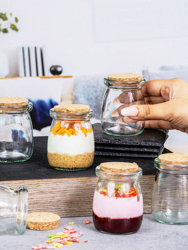 Clear Glass Spice Jar Set With Wooden Lid of 6pcs
