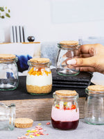 Clear Glass Spice Jar Set With Wooden Lid of 6pcs