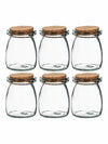 Clear Glass Spice Jar Set With Wooden Lid of 6pcs