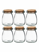 Clear Glass Spice Jar Set With Wooden Lid of 6pcs