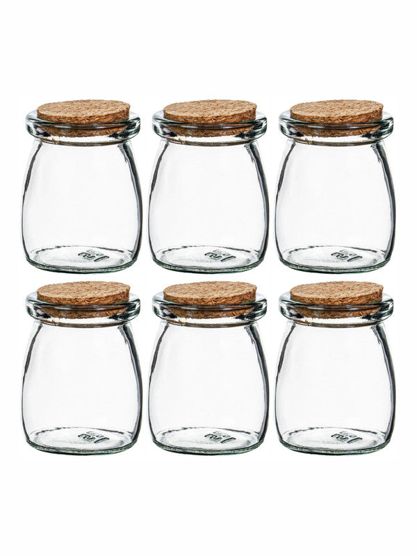 Clear Glass Spice Jar Set With Wooden Lid of 6pcs