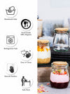Clear Glass Spice Jar Set With Wooden Lid of 6pcs