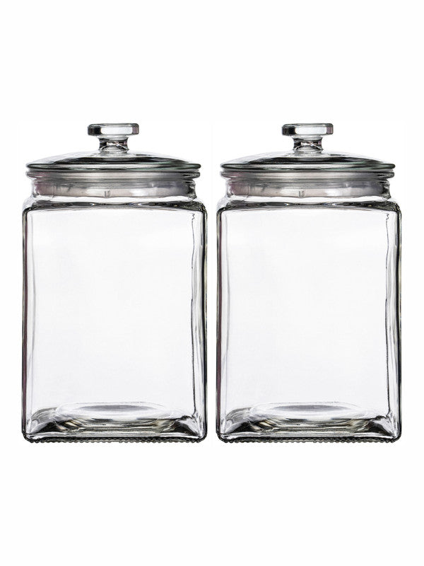 Clear Glass Storage Jar Set With Lid of 2pcs