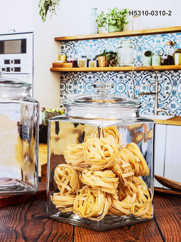Clear Glass Storage Jar Set With Lid of 2pcs