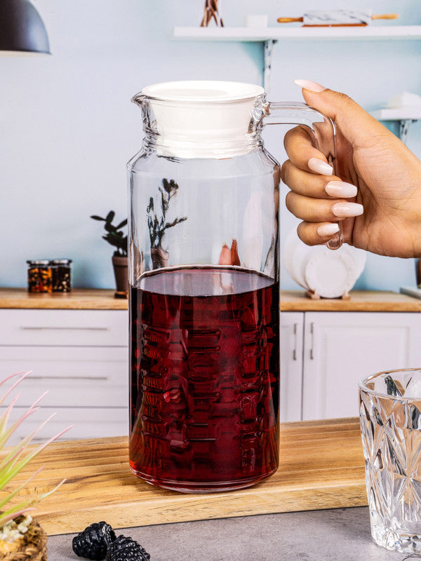 Clear Glass Water Jug with Lid
