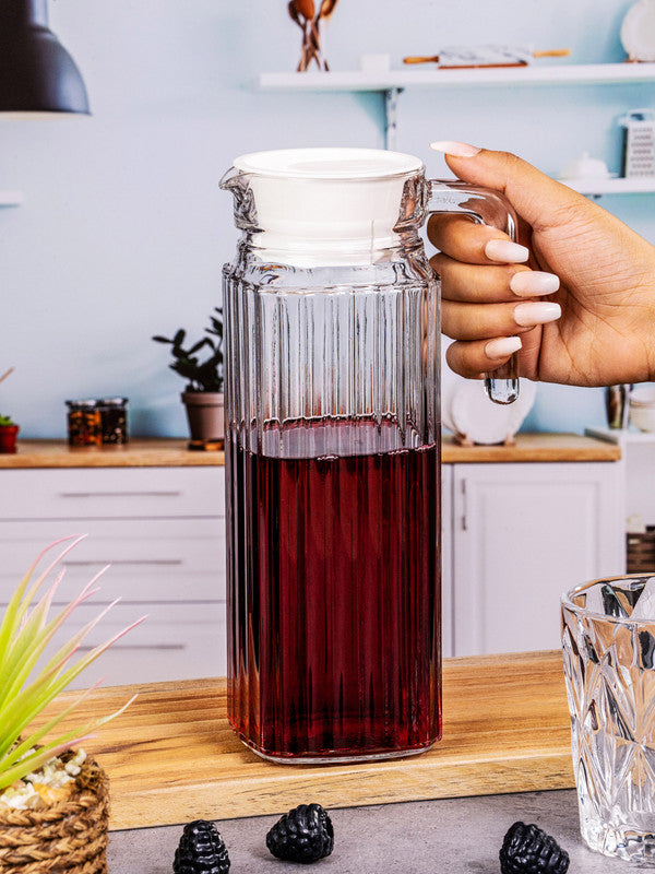 Clear Glass Water Jug with Lid