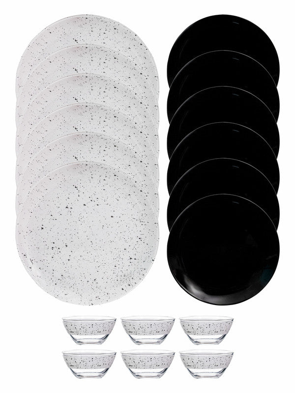 Color Print Glass Dinner Set of 18pcs