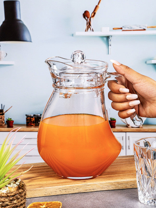 Clear Glass Water Jug with Lid