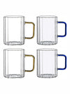 Glass Coffee Mug with Color Handle Set of 4pcs