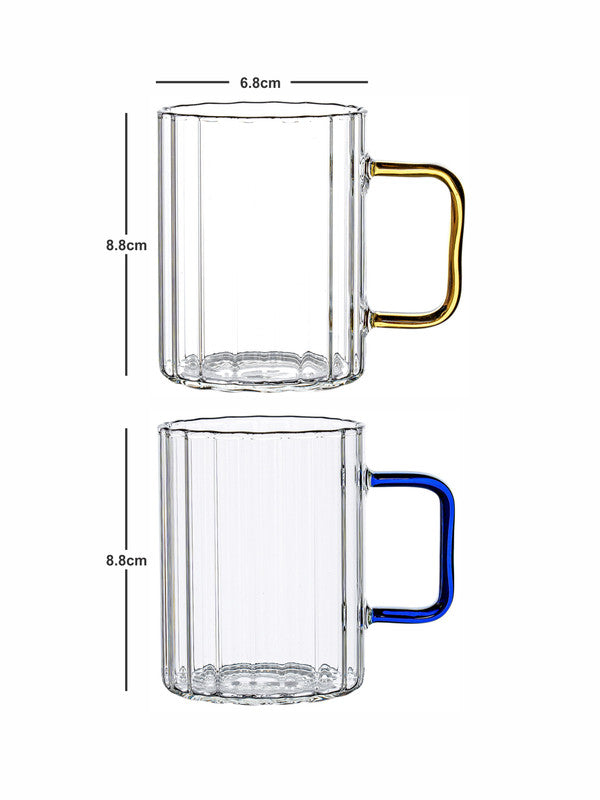 Glass Coffee Mug with Color Handle Set of 4pcs