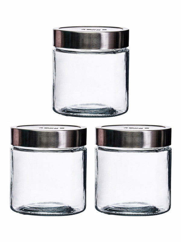 Clear Glass Storage Jar Set with Lid of 3pcs