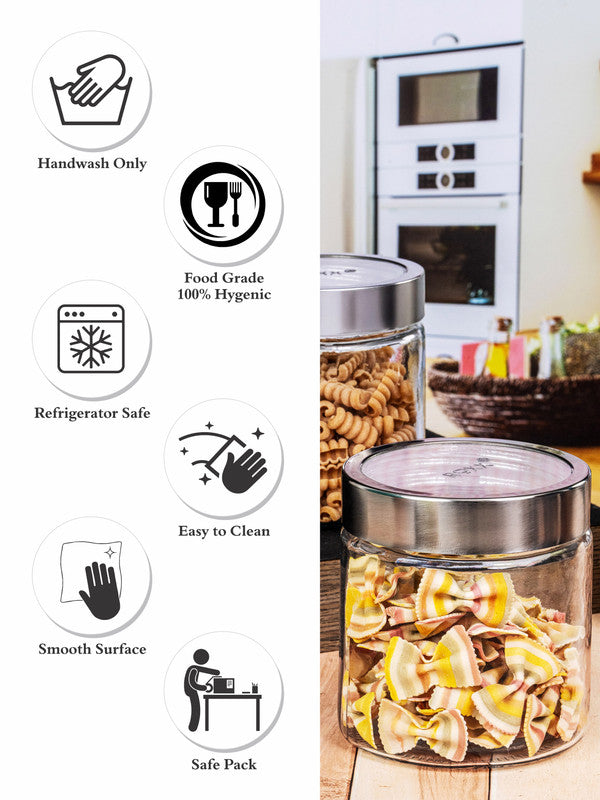 Clear Glass Storage Jar Set with Lid of 3pcs