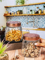 Clear Glass Storage Jar Set with Lid of 2pcs