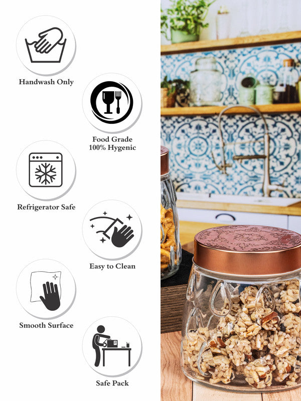 Clear Glass Storage Jar Set with Lid of 2pcs
