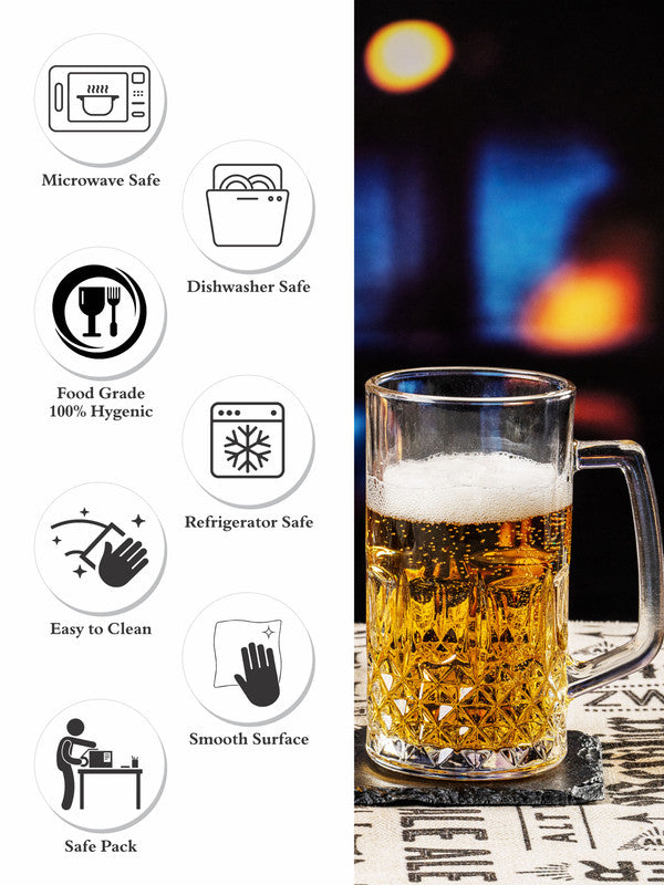 Clear Glass Vesca Beer Mug Set of 2pcs
