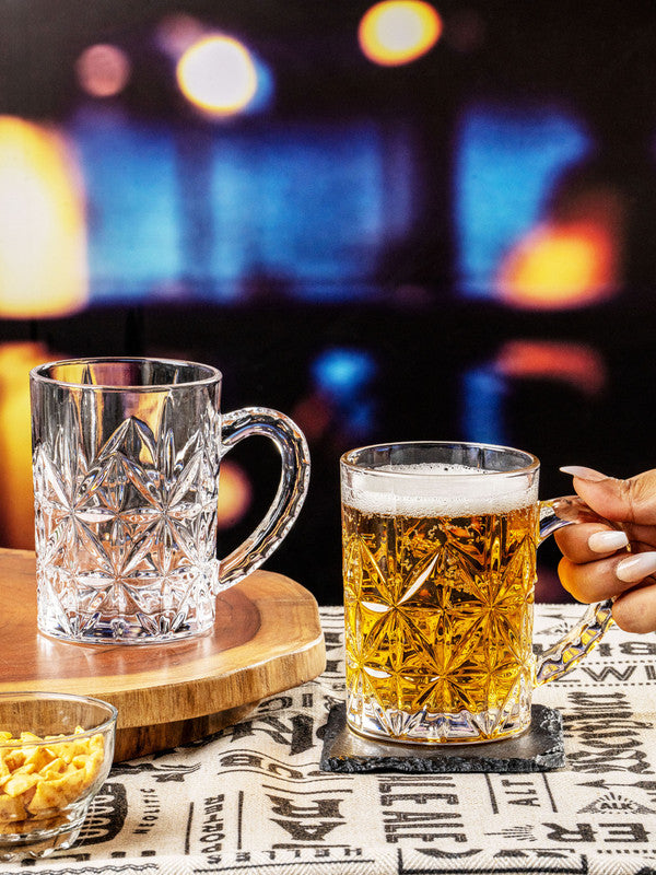 Clear Glass Scala Beer Mug Set of 2pcs