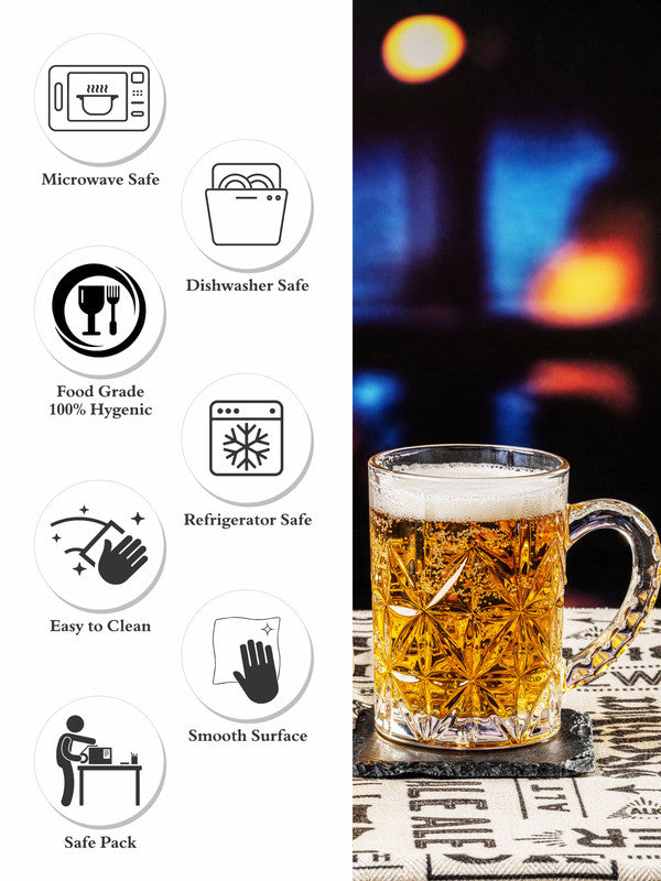 Clear Glass Scala Beer Mug Set of 2pcs