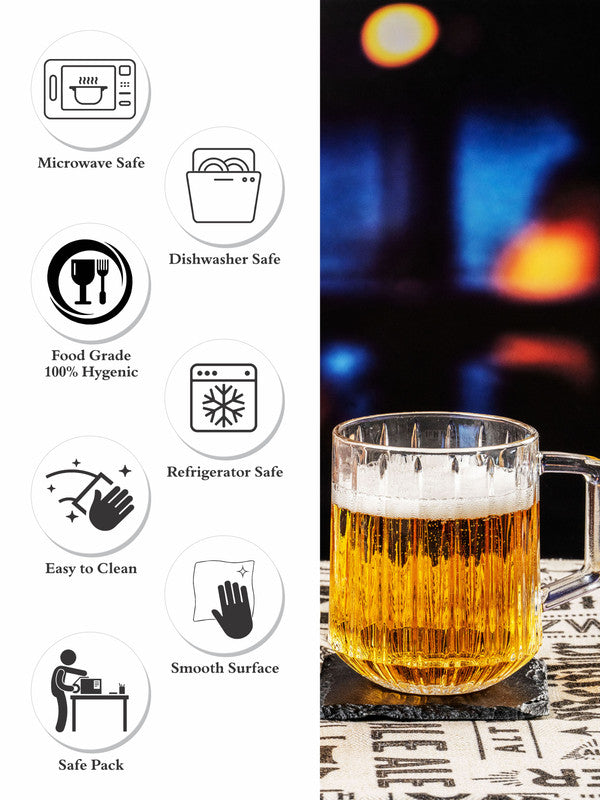 Clear Glass Vesca Beer Mug Set of 2pcs