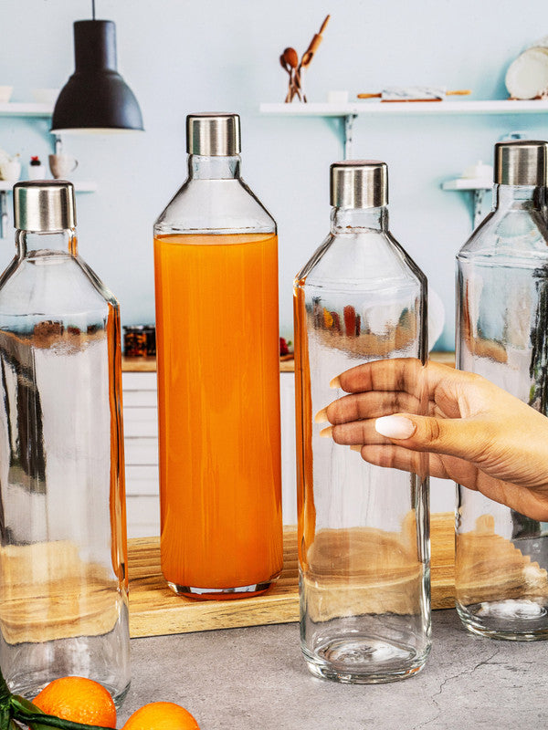 Clear Glass Summer Bottle Set of 4pcs