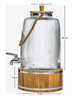 Clear Glass Zia Dispenser with Wooden Stand & Lid