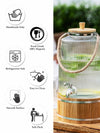 Clear Glass Zia Dispenser with Wooden Stand & Lid