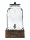 Clear Glass Amara Dispenser with Wooden Stand & Lid
