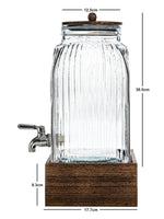 Clear Glass Amara Dispenser with Wooden Stand & Lid
