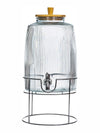 Clear Glass Amstel Dispenser with Wooden Lid & Metal Stand