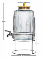 Clear Glass Amstel Dispenser with Wooden Lid & Metal Stand