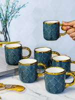 Porcelain Coffee/Tea Gold Design Mug Set of 6pcs