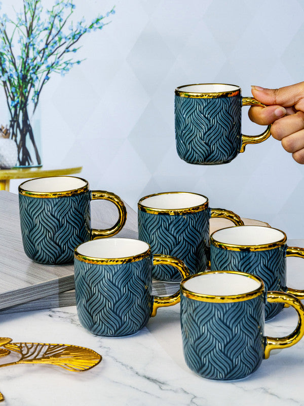Porcelain Coffee/Tea Gold Design Mug Set of 6pcs
