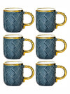 Porcelain Coffee/Tea Gold Design Mug Set of 6pcs