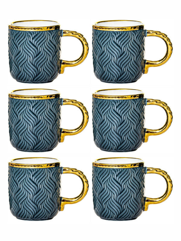 Porcelain Coffee/Tea Gold Design Mug Set of 6pcs