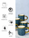Porcelain Coffee/Tea Gold Design Mug Set of 6pcs